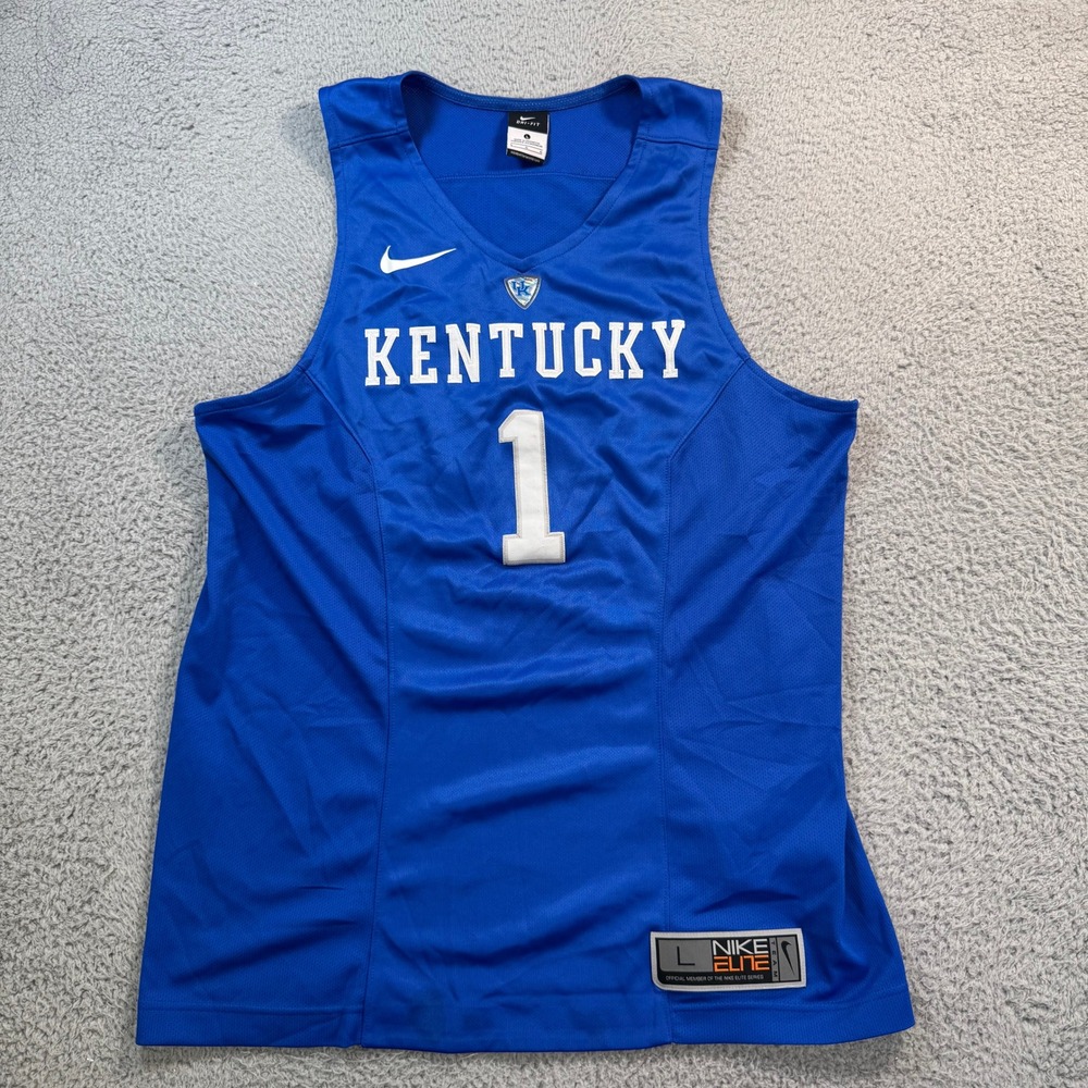 Nike Elite Kentucky Wildcats Basketball Jersey Mens Large Blue Dri-FIT #1 NCAA
